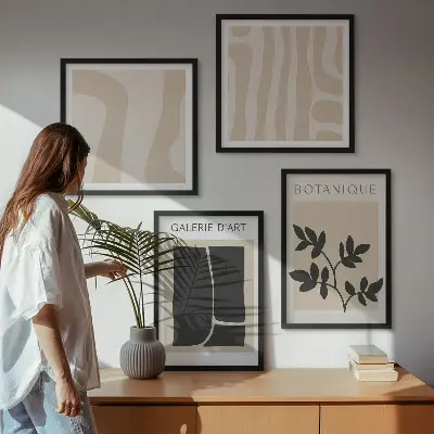 Set de cuadros modernos para salón con motivos vegetales abstractos
