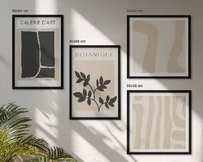 Set de cuadros modernos para salón con motivos vegetales abstractos