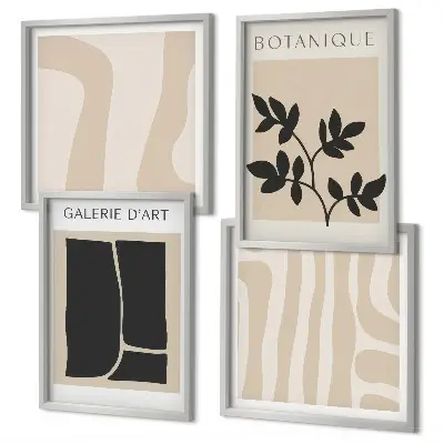 Set de cuadros modernos para salón con motivos vegetales abstractos