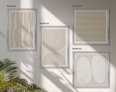 Set de 4 cuadros para salón Patrones bohemios abstractos y formas