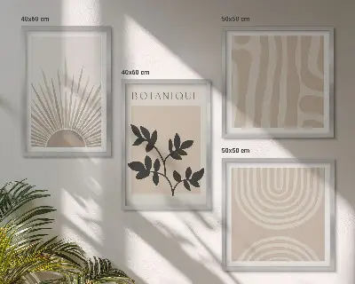 Galería de pared de motivos abstractos con plantas