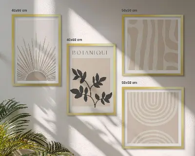 Galería de pared de motivos abstractos con plantas