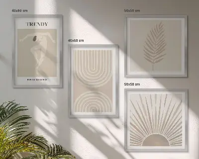 Set de cuadros modernos para salón con pósteres abstractos bohemios en tonos pastel