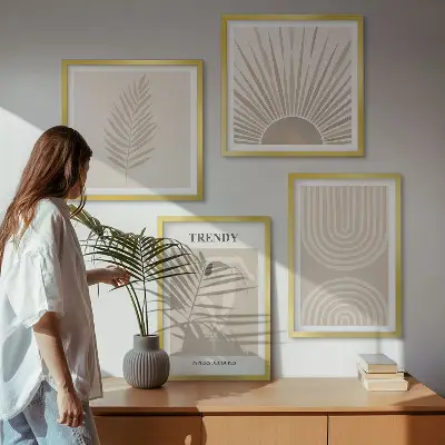 Set de cuadros modernos para salón con pósteres abstractos bohemios en tonos pastel