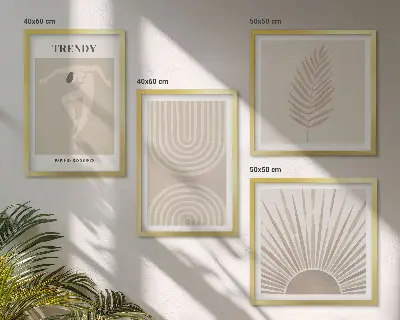 Set de cuadros modernos para salón con pósteres abstractos bohemios en tonos pastel