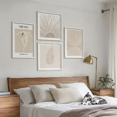 Set de cuadros modernos para salón con pósteres abstractos bohemios en tonos pastel