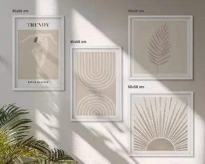Set de cuadros modernos para salón con pósteres abstractos bohemios en tonos pastel