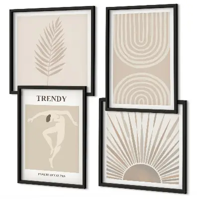 Set de cuadros modernos para salón con pósteres abstractos bohemios en tonos pastel