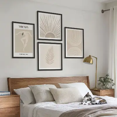 Set de cuadros modernos para salón con pósteres abstractos bohemios en tonos pastel