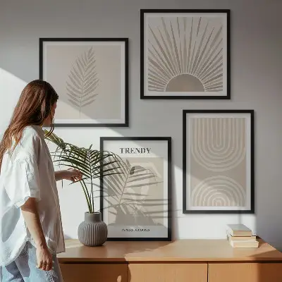 Set de cuadros modernos para salón con pósteres abstractos bohemios en tonos pastel