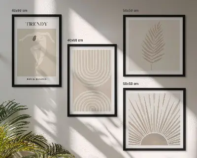 Set de cuadros modernos para salón con pósteres abstractos bohemios en tonos pastel