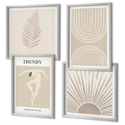 Set de cuadros modernos para salón con pósteres abstractos bohemios en tonos pastel