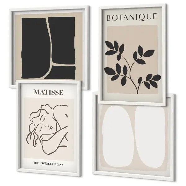 Set de 4 cuadros de pinturas de plantas de Matisse decoración elegante para salón