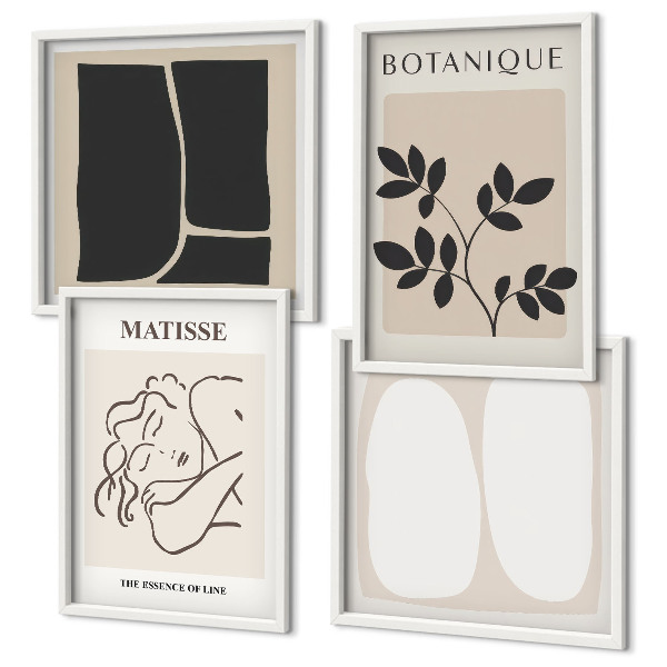 Set de 4 cuadros para salón Las elegantes pinturas de plantas de Matisse