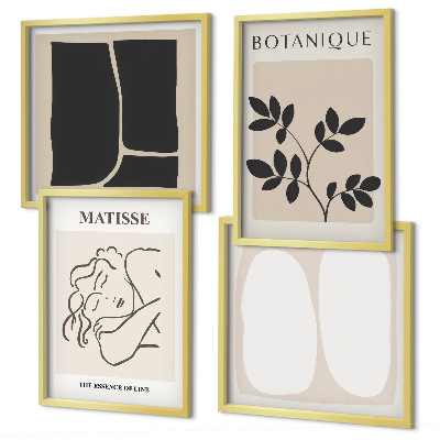 Set de 4 cuadros para salón Las elegantes pinturas de plantas de Matisse