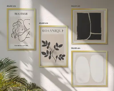 Set de 4 cuadros de pinturas de plantas de Matisse decoración elegante para salón