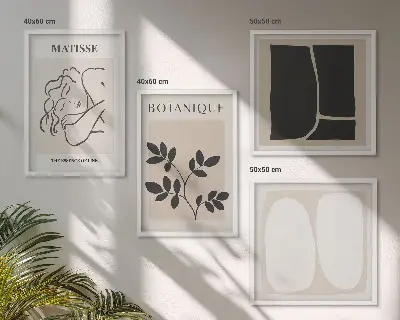 Set de 4 cuadros de pinturas de plantas de Matisse decoración elegante para salón