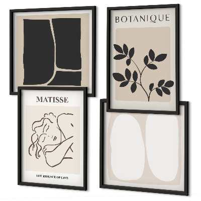 Set de 4 cuadros para salón Las elegantes pinturas de plantas de Matisse