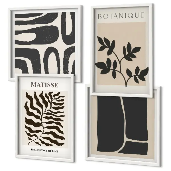 Galería de pared con pósteres minimalistas de plantas
