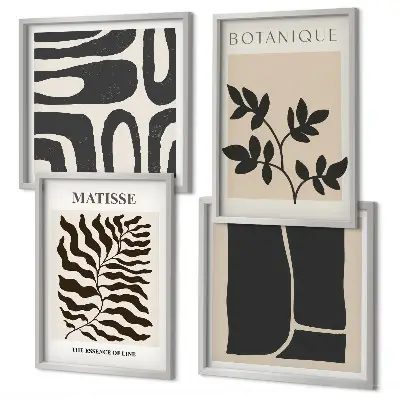 Galería de pared con pósteres minimalistas de plantas