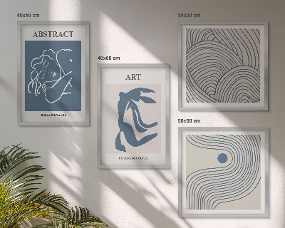 Set de 4 cuadros para salón Póster con líneas abstractas y ondas