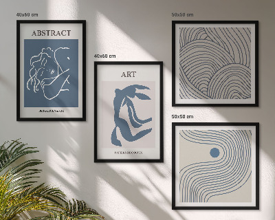 Set de 4 cuadros para salón Póster con líneas abstractas y ondas