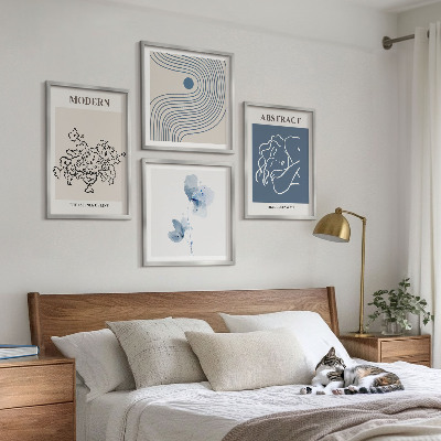 Galería de pared Carteles abstractos con líneas de flores