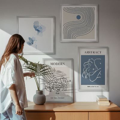 Galería de pared Carteles abstractos con líneas de flores