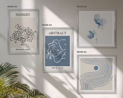 Galería de pared Carteles abstractos con líneas de flores
