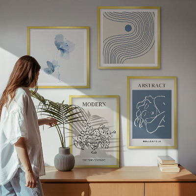 Galería de pared Carteles abstractos con líneas de flores