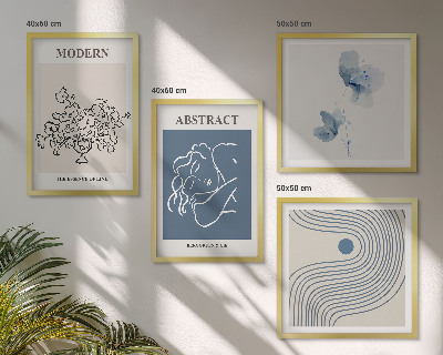 Galería de pared Carteles abstractos con líneas de flores
