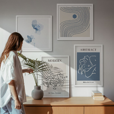 Galería de pared Carteles abstractos con líneas de flores
