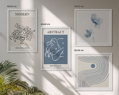 Galería de pared Carteles abstractos con líneas de flores