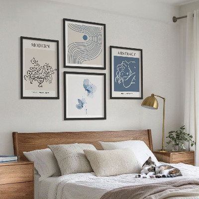 Galería de pared Carteles abstractos con líneas de flores