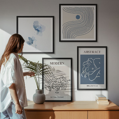 Galería de pared Carteles abstractos con líneas de flores