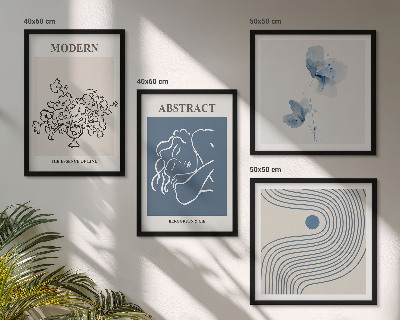 Galería de pared Carteles abstractos con líneas de flores