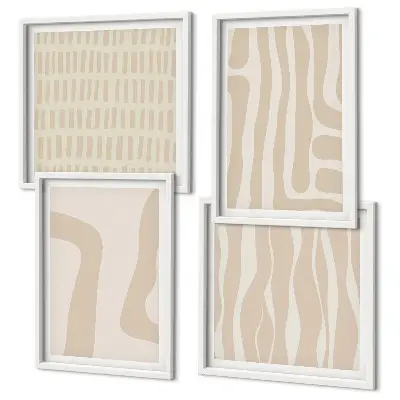 Set de cuadros modernos para salón con patrones bohemios abstractos y formas