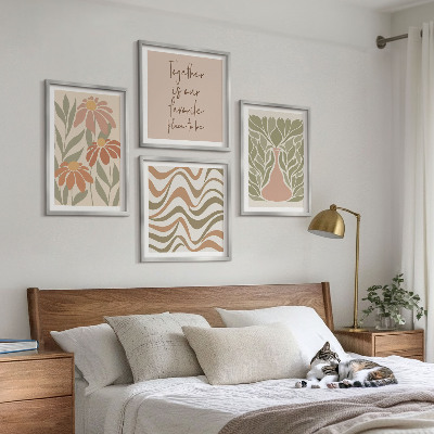 Galería de pared flores abstractas en tonos pastel