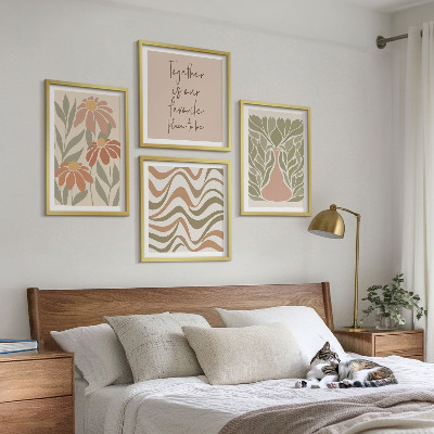 Galería de pared flores abstractas en tonos pastel