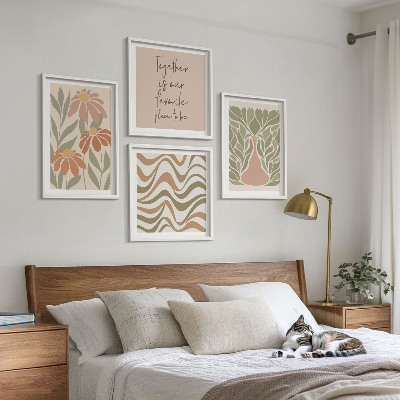 Galería de pared flores abstractas en tonos pastel