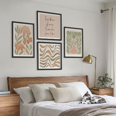 Galería de pared flores abstractas en tonos pastel