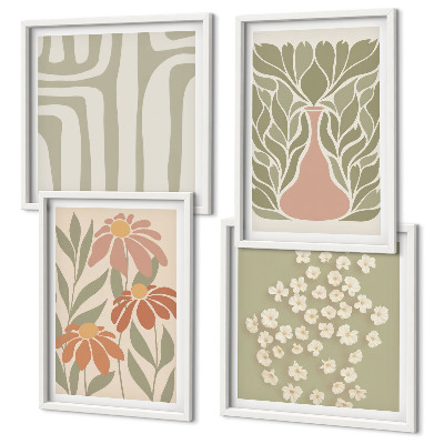 Set de cuadros modernos para salón Estilo boho minimalista floral