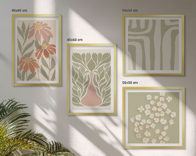 Set de cuadros modernos para salón Estilo boho minimalista floral