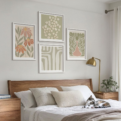Set de cuadros modernos para salón Estilo boho minimalista floral