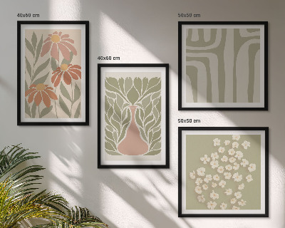 Set de cuadros modernos para salón Estilo boho minimalista floral