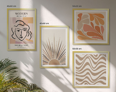Set de 4 cuadros para salón Formas pastel bohemias del sol