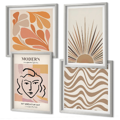 Set de 4 cuadros para salón Formas pastel bohemias del sol