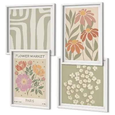 Galería de pared motivos botánicos con estilo minimalista parisino