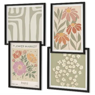 Galería de pared motivos botánicos con estilo minimalista parisino