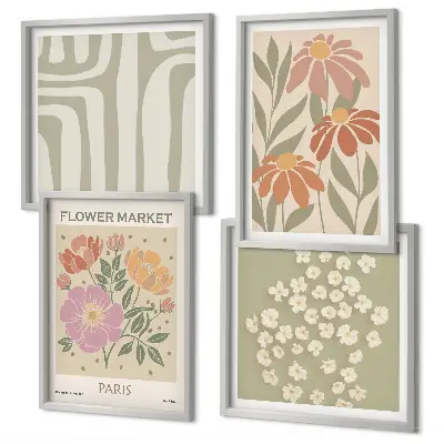 Galería de pared motivos botánicos con estilo minimalista parisino